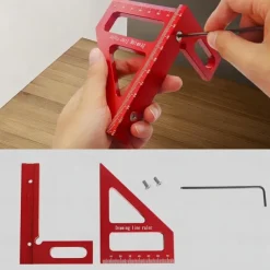 3D Multi-Angle Measuring Ruler,45/90 Degree Aluminum Alloy Woodworking Square Protractor,Drawing Line Ruler, Miter Triangle Ruler High Precision Layout Measuring Tool for Engineer Carpenter