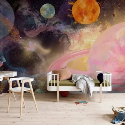 3D Mural Wallpaper Solar System Galaxy Planet Wall Sticker Covering Print Peel and Stick Removable PVC / Vinyl Material Self Adhesive / Adhesive Required Wall Decor Wall Mural for Living Room Bedroom
