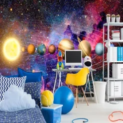 3D Mural Wallpaper Solar System Galaxy Planet Wall Sticker Covering Print Peel and Stick Removable PVC / Vinyl Material Self Adhesive / Adhesive Required Wall Decor Wall Mural for Living Room Bedroom