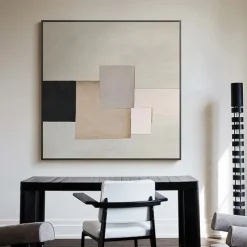 3D Oil painting handmade Beige Wabi Sabi oil painting hand painted Wall Art Black Beige pattle knife Painting Large Black orange oil painting Wall Art Beige Textured Painting for living room Decor