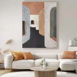 3D Oil painting handmade Beige Wabi Sabi oil painting hand painted Wall Art Black Beige pattle knife Painting Large Black orange oil painting Wall Art Beige Textured Painting for living room Decor