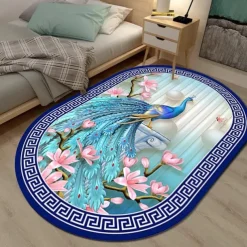 3D Oval Floor Mat Living Room Carpet Home Bedroom Cloakroom Living Room Floor Mat Machine Washable Carpet