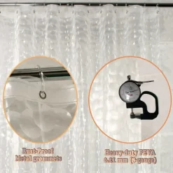 3D PEVA Shower Curtain Liner Waterproof 180x180cm 70