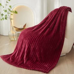 3D Ribbed Jacquard Fleece Flannel Velvet Plush Decorative Bed Blanket - Super Soft, Plush, Fluffy, Fuzzy, Warm, Cozy Perfect for Couch, Bed, Sofa in Fall Winter