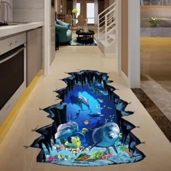 3D Underwater World Wall Sticker Decal Cartoon Dolphin Pvc Waterproof Wall Sticker