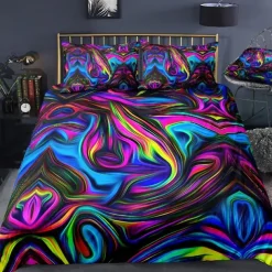 3D Vortex Duvet Cover Bedding Sets Comforter Cover with 1 Duvet Cover or Coverlet，1Sheet，2 Pillowcases for Double/Queen/King(1 Pillowcase for Twin/Single)