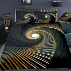 3D Vortex Duvet Cover Bedding Sets Comforter Cover with 1 Duvet Cover or Coverlet，1Sheet，2 Pillowcases for Double/Queen/King(1 Pillowcase for Twin/Single)