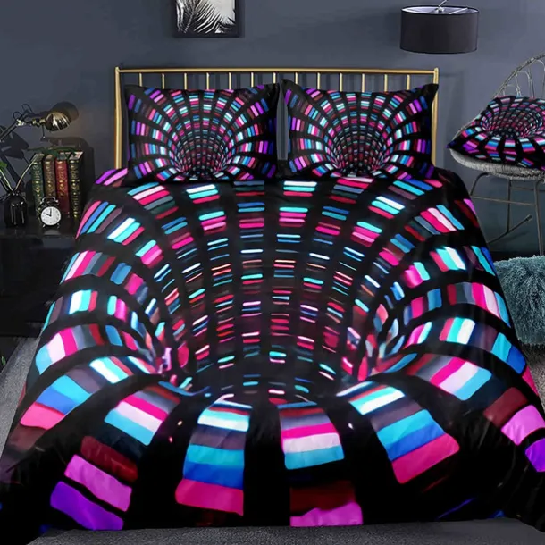 3D Vortex 3-Piece Duvet Cover Set Hotel Bedding Sets Comforter Cover with Soft Lightweight Microfiber,1 Duvet Cover, 2 Pillowcases for Double/Queen/King(1 Pillowcase for Twin/Single) coverlet