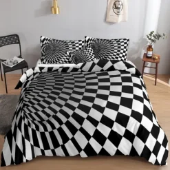 3D Vortex 3-Piece Duvet Cover Set Hotel Bedding Sets Comforter Cover with Soft Lightweight Microfiber,1 Duvet Cover, 2 Pillowcases for Double/Queen/King(1 Pillowcase for Twin/Single) coverlet