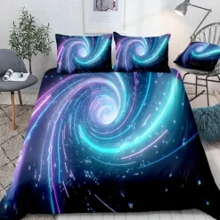 3D Vortex 3-Piece Duvet Cover Set Hotel Bedding Sets Comforter Cover with Soft Lightweight Microfiber,1 Duvet Cover, 2 Pillowcases for Double/Queen/King(1 Pillowcase for Twin/Single) coverlet