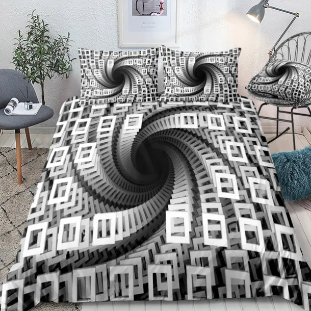 3D Vortex 3-Piece Duvet Cover Set Hotel Bedding Sets Comforter Cover with Soft Lightweight Microfiber,1 Duvet Cover, 2 Pillowcases for Double/Queen/King(1 Pillowcase for Twin/Single) coverlet