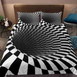 3D Vortex 3-Piece Duvet Cover Set Hotel Bedding Sets Comforter Cover with Soft Lightweight Microfiber,1 Duvet Cover, 2 Pillowcases for Double/Queen/King(1 Pillowcase for Twin/Single) coverlet