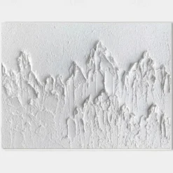 3D White oil painting Handmade 3D White mountain Oil Painting on Canvas Large hand painted Textured Palette Knife Boho oil painting Wall Art Contemporary 3D Whiteartwork for Living Room bedroom