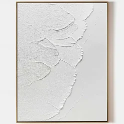 3D White oil painting Hand-Painted Thick Texture Oil Painting Beige White Painting On Canvas Abstract Textured oil painting for Wall Art painting for Living Room artwork