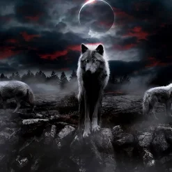 3D Wolf Print Duvet Cover Bedding Sets Comforter Cover with 1 Duvet Cover or Coverlet,1Sheet,2 Pillowcases for Double/Queen/King(1 Pillowcase for Twin/Single)