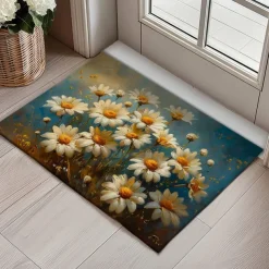 Daisy Flowers Doormat Kitchen Mat Floor Mat Non-Slip Area Rug Oil Proof Rug Indoor Outdoor Mat Bedroom Decor Bathroom Mat Entrance Rug