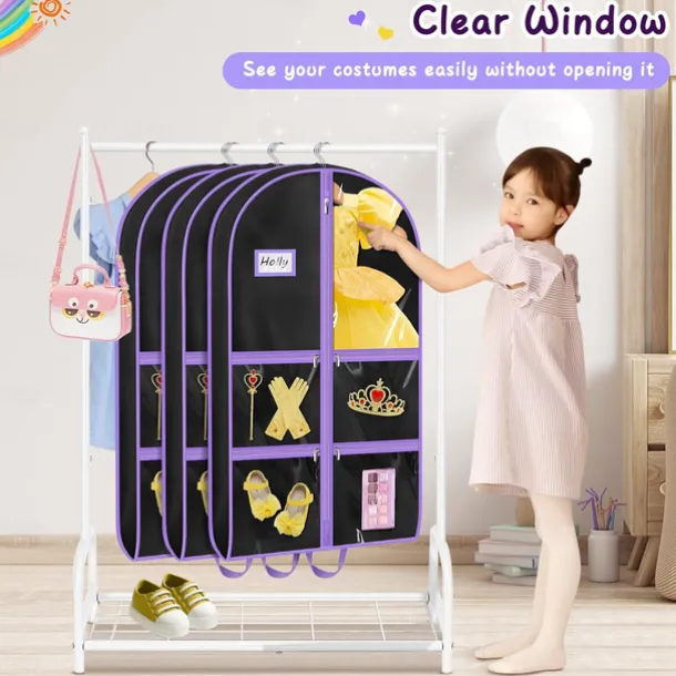 Dance Garment Bags for Dancers with 4 Pockets Garment Bags for Dance Costumes 40" Cheer Uniform Garment Bag Hanging Kids Garment Bag for Recital, Competition, Travel, Storage