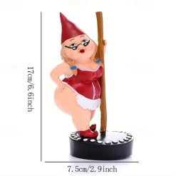 Dancing Gnome Statue, Resin Garden Gnome Statues, Funny Outdoor Gnome Figure, Creative Garden Spring Decoration, Pole Dance Garden Gnome, Spring Garden Statue, Dancing Lady Gnome Statue