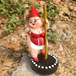Dancing Gnome Statue, Resin Garden Gnome Statues, Funny Outdoor Gnome Figure, Creative Garden Spring Decoration, Pole Dance Garden Gnome, Spring Garden Statue, Dancing Lady Gnome Statue