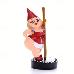 Dancing Gnome Statue, Resin Garden Gnome Statues, Funny Outdoor Gnome Figure, Creative Garden Spring Decoration, Pole Dance Garden Gnome, Spring Garden Statue, Dancing Lady Gnome Statue