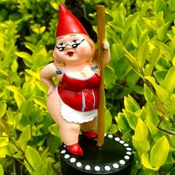 Dancing Gnome Statue, Resin Garden Gnome Statues, Funny Outdoor Gnome Figure, Creative Garden Spring Decoration, Pole Dance Garden Gnome, Spring Garden Statue, Dancing Lady Gnome Statue