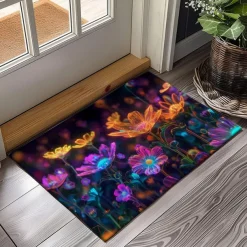 Dark Flowers Doormat Kitchen Mat Floor Mat Non-Slip Area Rug Oil Proof Rug Indoor Outdoor Mat Bedroom Decor Bathroom Mat Entrance Rug