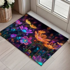 Dark Flowers Doormat Kitchen Mat Floor Mat Non-Slip Area Rug Oil Proof Rug Indoor Outdoor Mat Bedroom Decor Bathroom Mat Entrance Rug
