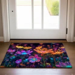 Dark Flowers Doormat Kitchen Mat Floor Mat Non-Slip Area Rug Oil Proof Rug Indoor Outdoor Mat Bedroom Decor Bathroom Mat Entrance Rug