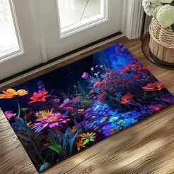 Dark Flowers Doormat Kitchen Mat Floor Mat Non-Slip Area Rug Oil Proof Rug Indoor Outdoor Mat Bedroom Decor Bathroom Mat Entrance Rug