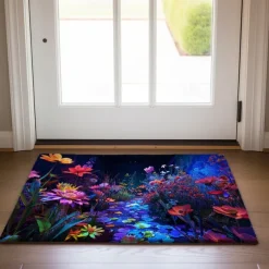 Dark Flowers Doormat Kitchen Mat Floor Mat Non-Slip Area Rug Oil Proof Rug Indoor Outdoor Mat Bedroom Decor Bathroom Mat Entrance Rug