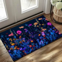 Dark Flowers Doormat Kitchen Mat Floor Mat Non-Slip Area Rug Oil Proof Rug Indoor Outdoor Mat Bedroom Decor Bathroom Mat Entrance Rug