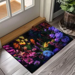 Dark Flowers Doormat Kitchen Mat Floor Mat Non-Slip Area Rug Oil Proof Rug Indoor Outdoor Mat Bedroom Decor Bathroom Mat Entrance Rug