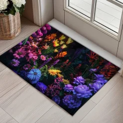 Dark Flowers Doormat Kitchen Mat Floor Mat Non-Slip Area Rug Oil Proof Rug Indoor Outdoor Mat Bedroom Decor Bathroom Mat Entrance Rug