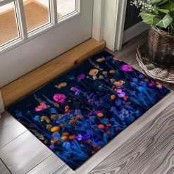 Dark Flowers Doormat Kitchen Mat Floor Mat Non-Slip Area Rug Oil Proof Rug Indoor Outdoor Mat Bedroom Decor Bathroom Mat Entrance Rug