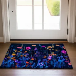 Dark Flowers Doormat Kitchen Mat Floor Mat Non-Slip Area Rug Oil Proof Rug Indoor Outdoor Mat Bedroom Decor Bathroom Mat Entrance Rug