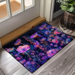 Dark Flowers Doormat Kitchen Mat Floor Mat Non-Slip Area Rug Oil Proof Rug Indoor Outdoor Mat Bedroom Decor Bathroom Mat Entrance Rug