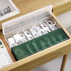 Data Cable Storage Box Power Supply Charging Cable Mobile Phone Charger Plug Arrangement Artifact Desktop Cable Management Box Wire Winder