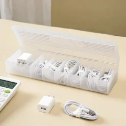 Data Cable Storage Box Power Supply Charging Cable Mobile Phone Charger Plug Arrangement Artifact Desktop Cable Management Box Wire Winder