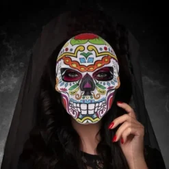 Day of The Dead Mask Sugar Skull Full Face Mask Mexican Masquerade Mask Fancy Dress Halloween Costume Accessory for Women Men Halloween Skeleton Decoration
