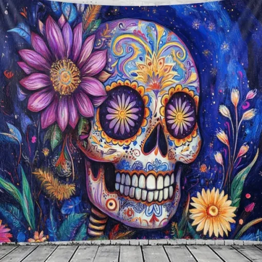 Day of the Dead Tapestry Banners Wall Hangings Skeleton Mexico Dark Punk Gothic Style Party Dorm Shooting Backgrounds Decorations Wall Door Background