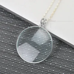Decorative Monocle Necklace with 5x Magnifier Magnifying Glass Pendant Gold Silver Plated Chain Necklace for Women Jewelry Gift