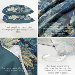 Deep Botanical Duvet Cover Set - Includes Duvet Cover and Pillowcases - Rich Plant-Inspired Design - Soft and Comfortable Fabric - Perfect for Elegant Bedroom Decor