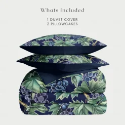 Deep Botanical Duvet Cover Set - Includes Duvet Cover and Pillowcases - Rich Plant-Inspired Design - Soft and Comfortable Fabric - Perfect for Elegant Bedroom Decor