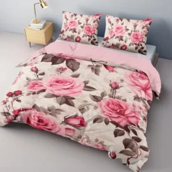 Designer Roses Floral Pattern Duvet Cover Set Comforter Set 3-Piece Luxury Weighted Cotton Bedding Set Home Decor Gift King Queen Duvet Cover