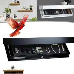 Designer Shelves with Compartments, Hidden Floating Shelves, Upgraded Concealed Compartment Storage Solutions, Wall Panel for Living Room Office, Wooden Shelf Decoration