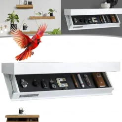 Designer Shelves with Compartments, Hidden Floating Shelves, Upgraded Concealed Compartment Storage Solutions, Wall Panel for Living Room Office, Wooden Shelf Decoration