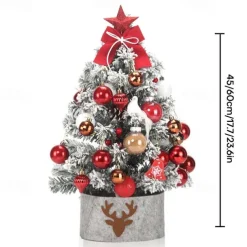 Desktop Mini Christmas Tree Set 60cm Pink Illuminated Christmas Tree Flocking Christmas Decoration