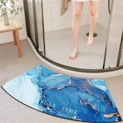 Diatomaceous Earth Bath Mat Non-slip Arcute Marble Pattern Super Absorbent Toilet Door Quick-Drying Foot Mat Entry Door Mat Non-Slip Mat