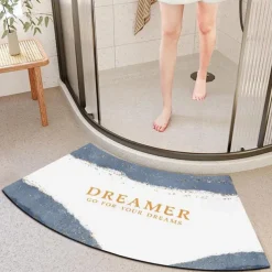 Diatomaceous Earth Bath Mat Non-slip Arcute Marble Pattern Super Absorbent Toilet Door Quick-Drying Foot Mat Entry Door Mat Non-Slip Mat