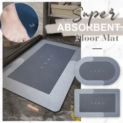 Diatomaceous Earth Bath Mat Super Absorbent Toilet Door Quick-Drying Foot Mat Entry Door Mat Non-Slip Mat